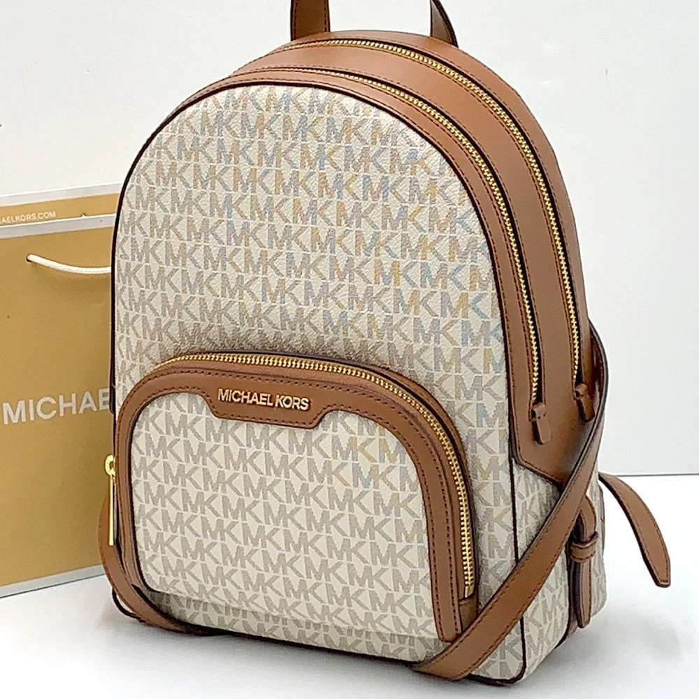 MICHAEL KORS JAYCEE MEDIUM BACKPACK VANILLA SIGNATURE COLOR NWT